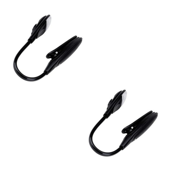 Masteelf 2pcs 1E04 Music Score Stand Light Lamp Adjustable Clip Mini Portable LED Book Reading Light Lamp Flexible Novelty Light (Black)