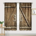 thumbnail image 2 of Rustic Western Curtains 42W x 63L Inch Rod Pocket Farmhouse Wooden Barnwood Country Bedroom Decor Vintage Retro Brown Wood Lodge Cabin Barn Door Living Room Window Drapes Fabric 2 Panels, 2 of 6