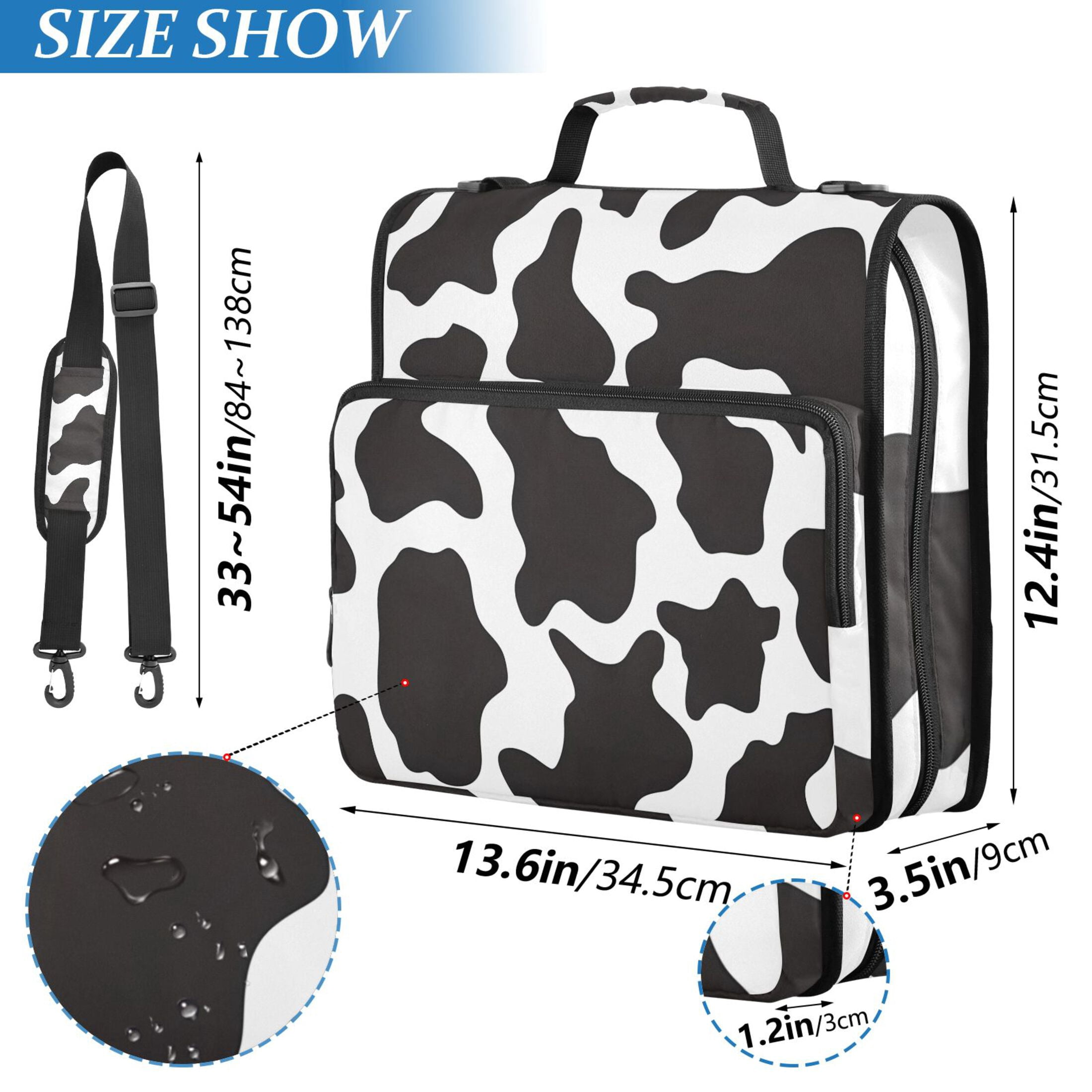 ALAZA Zipper Binder Cow Print 3 Ring Trapper Keeper File Folder Organizer Bag