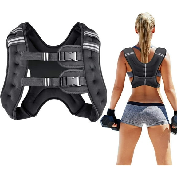 Weighted Vest for Women and Men 8 12 16 20 25 30 Lbs with Reflective Stripe and Double Adjustable Buckle Straps Weight Vests for Strength Training, Jogging, Cardio, Weight Loss