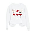 thumbnail image 5 of Ounisa Women Christmas Fleece Sweaters Long Sleeve Crewneck Blouse Pullover Red Wine Glass Graphic Sweatshirts Holiday Graphic Shirts, 5 of 6