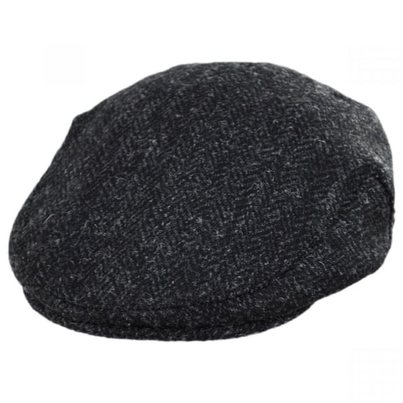 Dunvegan Harris Tweed Wool Ivy Cap - S  - Black/Charcoal