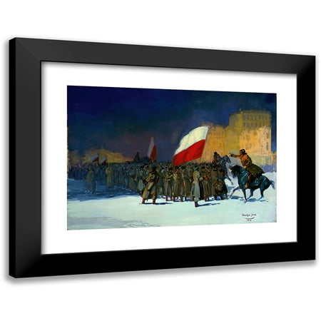 George Luks 14x11 Black Modern Framed Museum Art Print Titled - Czechoslovakian Army Entering Vladivostok, Siberia, in 1918 (1918)