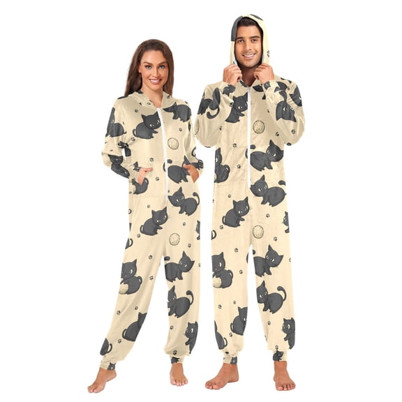 joogoo Cats Balls Unisex Adults Onesies Pajamas Jumpsuits L