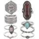 thumbnail image 1 of Juego de 8 anillos para mujer, estilo vintage étnico, con piedras preciosas exageradas, combinación de anillos para dedo, joyería para niñas., 1 of 6
