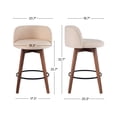 thumbnail image 2 of Joyyskill 26" Swivel Bar Stools Set of 4, Farmhouse Upholstered Bar Chairs with Curved Back and Wood Legs, Chenille Fabric Counter Height Island Chairs, Brown/Beige, 2 of 7