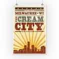 thumbnail image 3 of Milwaukee, Wisconsin, Skyline and Sunburst Screenprint Style (12x18 Wall Art Poster, Room Decor), 3 of 3