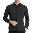 thumbnail image 1 of Long Sleeve Shirts for Men, Solid Color Lapel Button Cardigan with Fleece Lining, 1 of 6