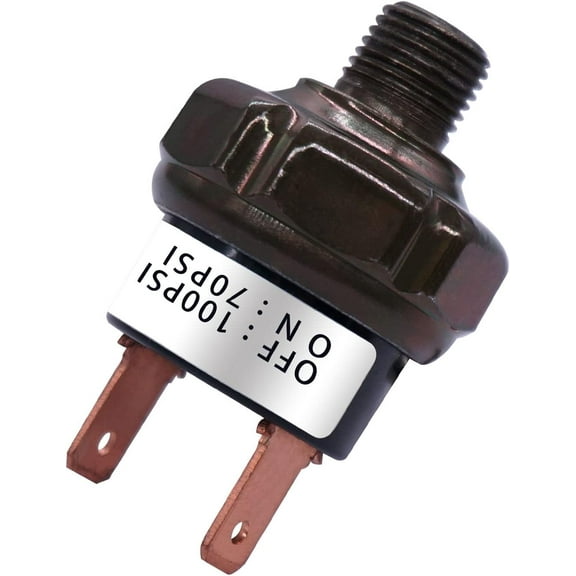Air Pressure Switch 70-100 PSI Thread 1/8" NPT 24V 12V DC Air Compressor Pressure Switch for Air Horn Train 70-100-1/8" NPT-BK
