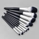 thumbnail image 5 of Juego de brochas de maquillaje con mango de madera cian de 10 brochas para polvos sueltos y brocha para cejas., 5 of 5