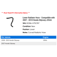 thumbnail image 2 of Lower Radiator Hose - Compatible with 2007 - 2010 Honda Odyssey J35A6 2008 2009, 2 of 2