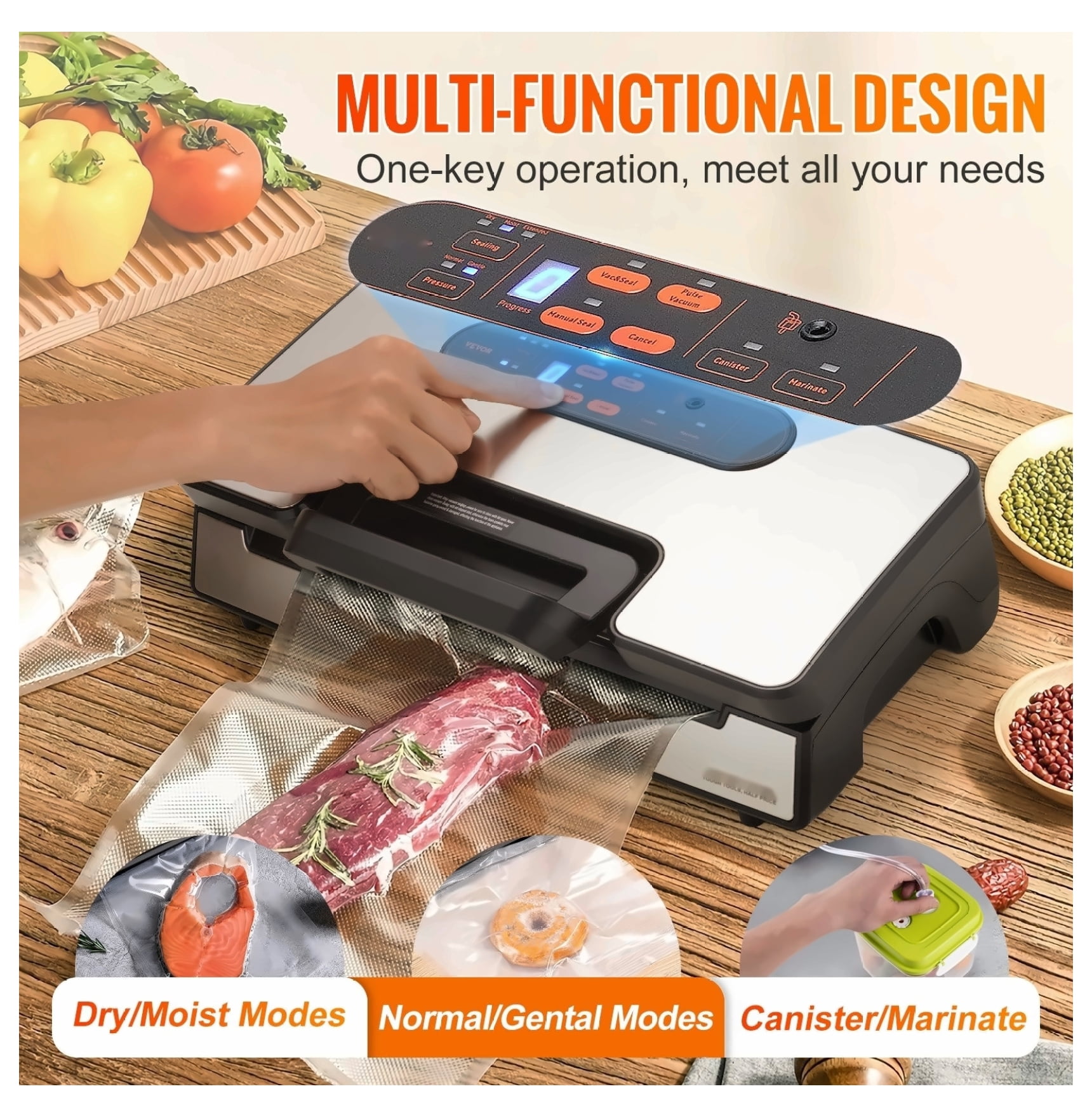 Vacuum Sealer Machine, 90Kpa Powerful Dual Pump, Automatic Food Sealer with Bags & Hose