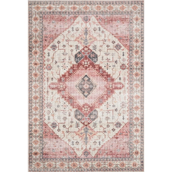 Loloi Skye Ivory / Berry 6'-0" x 9'-0" Area Rug