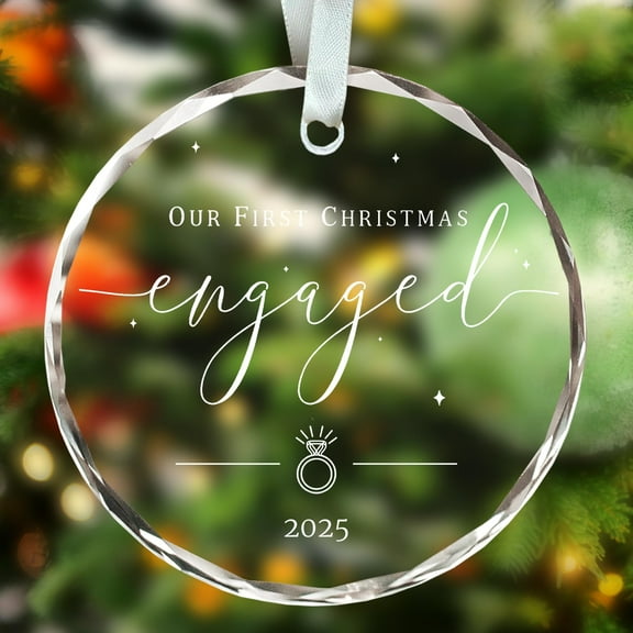 Engagement Ornament 2025, Engagement Gifts for Couples 2025, Just Engaged Gifts, Glass Keepsake First Christmas Engaged Ornament