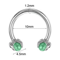 QQTDFG 1/7 Pcs Stainless Steel Nose Rings Dragon Claw Cartilage Earring Septum Piercing-Green-1pc