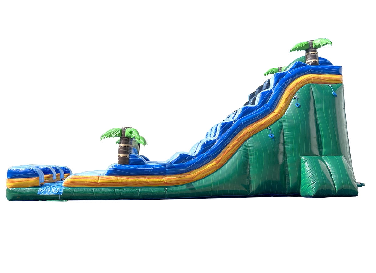 TentandTable Commercial Inflatable Water Slide, Green Tropical Marble Dual Lane with Blower, 24 ft
