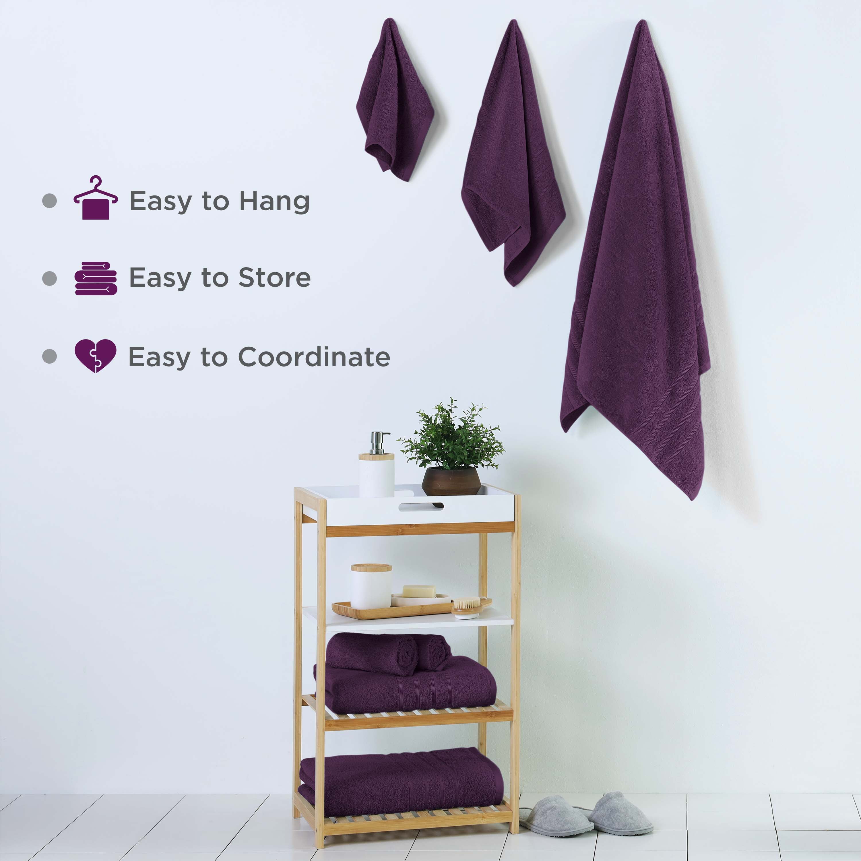 Martex 6-Piece Towel Set | 100% Cotton Soft & Absorbent Bath Towels | Dark Purple