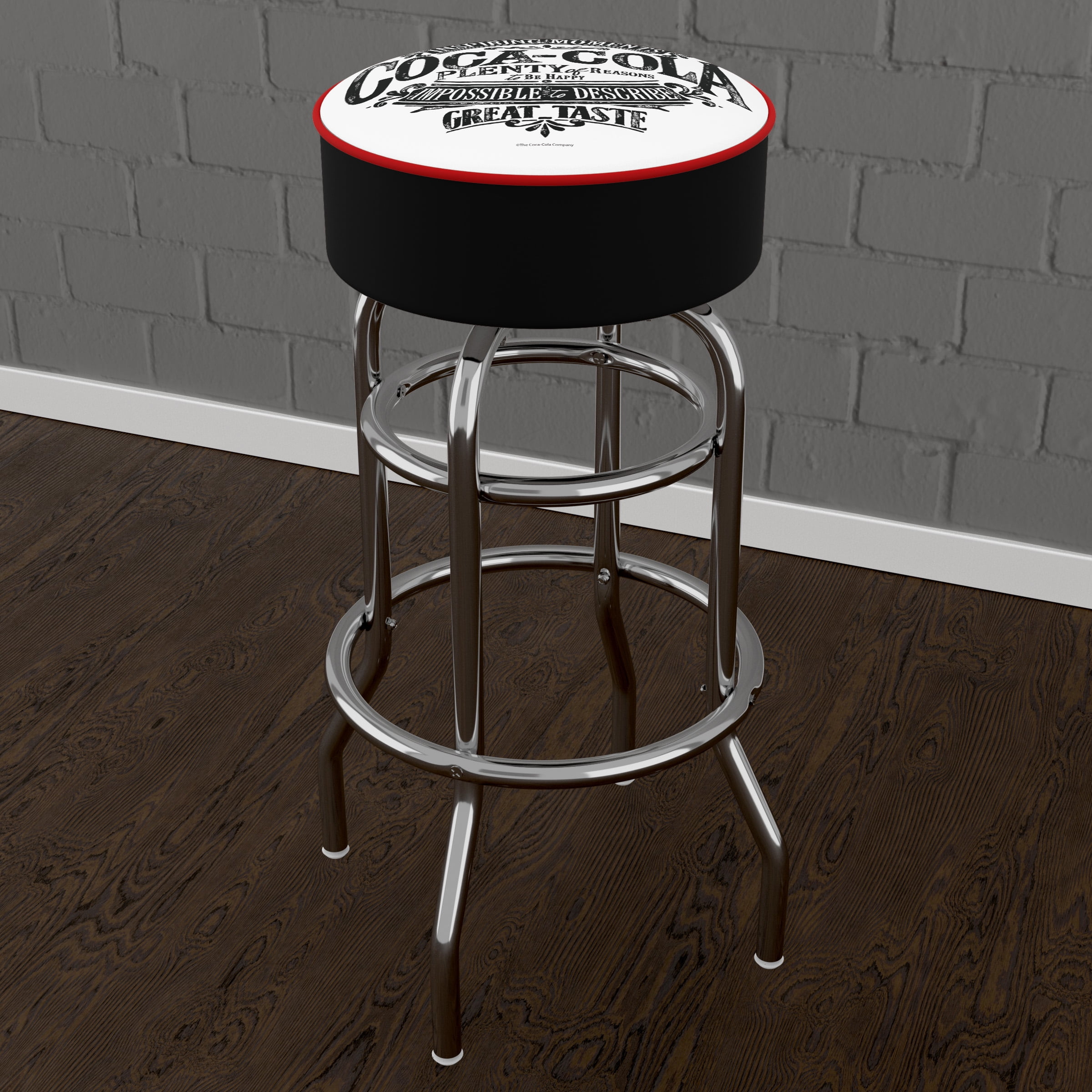 Trademark Gameroom Coca-Cola Brazil 1886 Vintage Bar Stool with Padded Seat