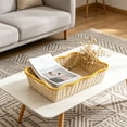 thumbnail image 4 of Hand-woven Paper Rope Storage Basket 15x11x3 Inch Imitation Rattan Decorative Organizer for Snacks and Sundries Home Kitchen Shelf Storage, 4 of 6