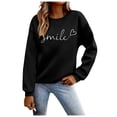thumbnail image 1 of Amzcrzy Chandails pour Femmes Mode Imprimé Sourire Col Rond Chandail Décontracté Manches Longues pour Femmes Automne chandail Ample, 1 of 4