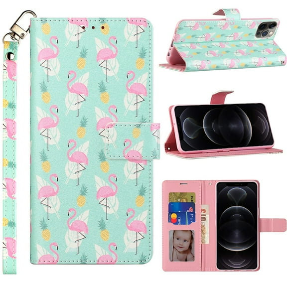 For Moto G Stylus 2021 Design Wallet Id Money Card Holder Case Cover - Flamingo Pineapple Leaf