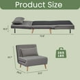 thumbnail image 2 of 3 in 1 Sleeper Chair Bed, Convertible Bed Single Sofa Chair with 3-Position Adjustable Backrest & Pillow, Comfy Small Chairs Couch for Apartment/Bedroom/Small Spaces/Office (Grey), 2 of 8