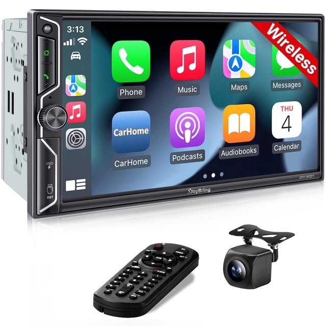 Radio de coche SJOYBRING Double Din con CarPlay inalámbrico de 7" HD