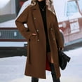 thumbnail image 4 of Women Elegant Wool Coat Lapel Collar Double Mid Long Winter Overcoats With Belted Pockets A Fine Winter Jacket for Women plus Size 3x Long Winter Jackets for Women Cute Winter Coats for Women Winter, 4 of 6