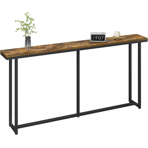 Narrow Console Table, 63 Inch Extra Long Entryway Sofa Table for Behind Couch, Hallway, Living Room, Rustic Brown