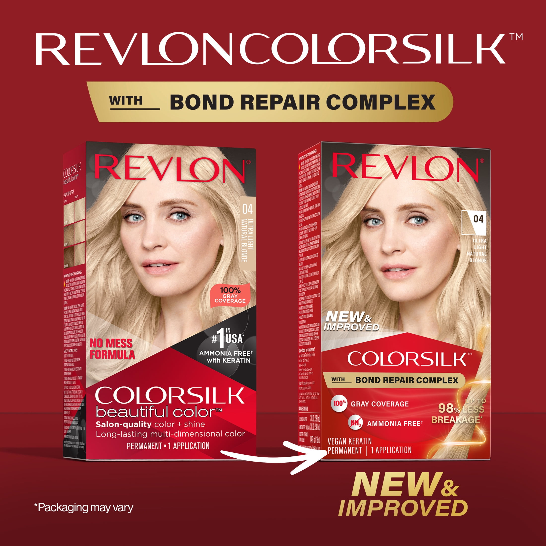 Revlon ColorSilk Permanent Hair Color, Bond Repair Complex, 04 Ultra Light Natural Blonde, 1 pack  (图3)