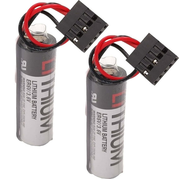 2Pcs ER6V 3.6V ER6VC3N 3.6V 2000mah PLC Lithium Battery with JAE5PIN Plug