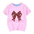 thumbnail image 4 of Gerichy Girls Short Sleeve T Shirts Girls Graphic Print Summer Short T-Shirts for Girls Valentine's Day Shirt Cute Bow Printed Crewneck Summer Tops, 4 of 5