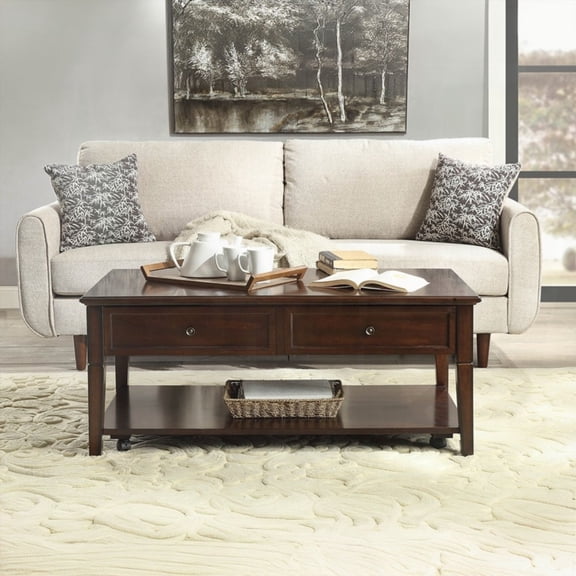 Walnut Coffee Table with Lift Top for Hidden Storage and Convenient Surface
