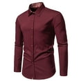 thumbnail image 2 of WREESH Men's Fashion Dress Button Down Shirts Long Sleeve Casual Shirts with Patchwork and Turn-Down Collar, Solid Color Choices for a Stylish Statement Wine, 2 of 9