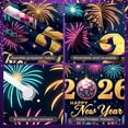 thumbnail image 4 of Colorful Fireworks 2026 New Year Banner Shiny Stars Happy New Year Display Champagne Glass Design Party Balloons 2026 Celebration Backdrop for New Year Party 2026 Celebration New Year Eve Event, 4 of 9