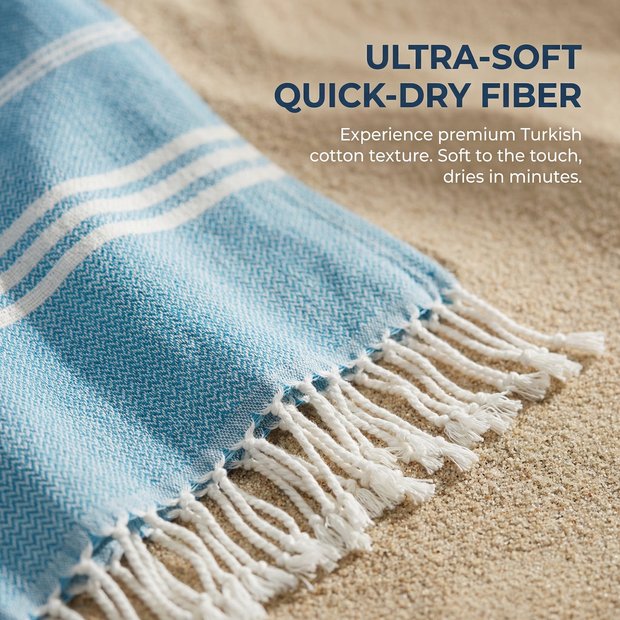 Unique Bargains Stripe Turkish Sand Free Beach Towel 2 Pack Blue/Light Yellow 71"x35"
