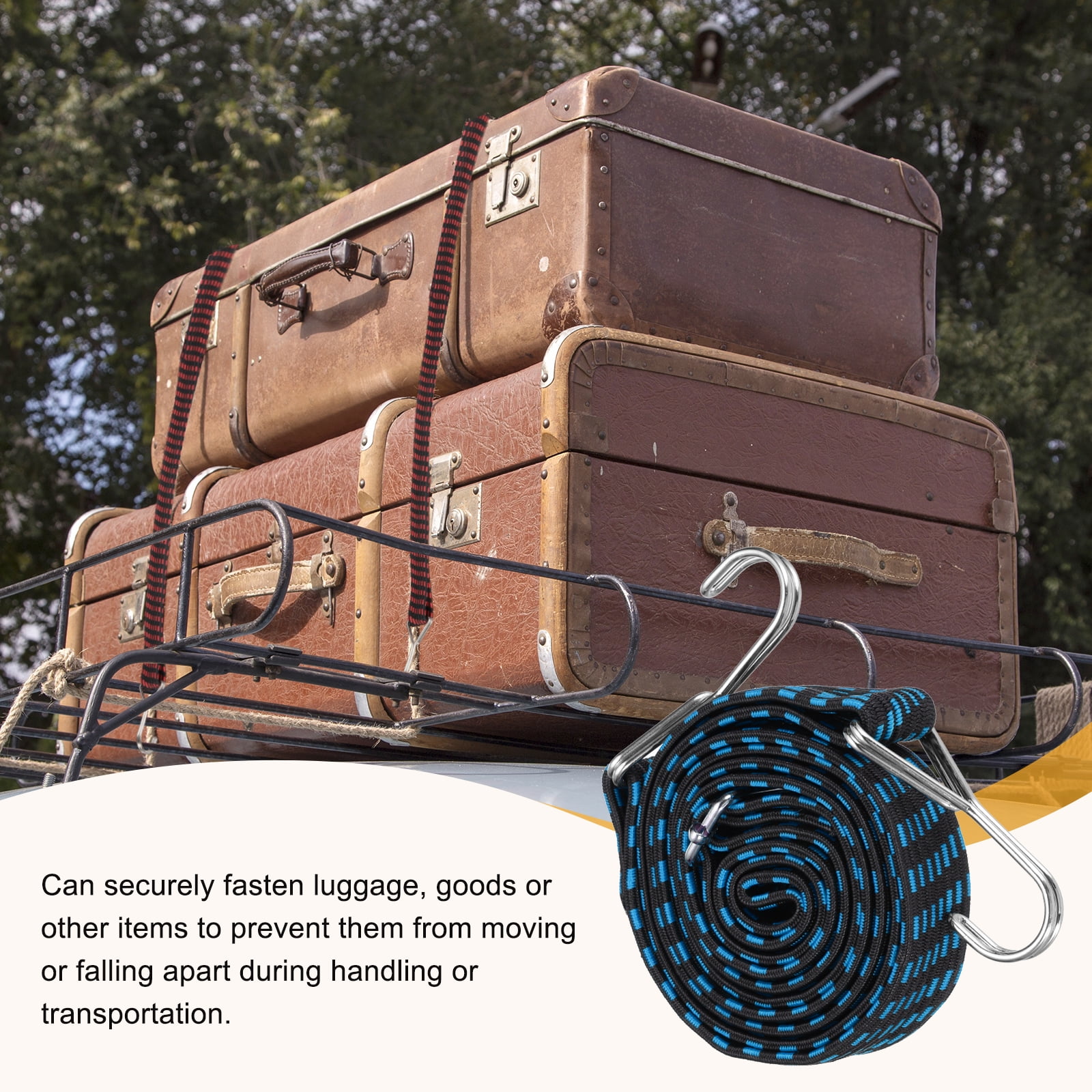 Uxcell 79" Adjustable Bungee Cords with Stainless Steel Hook, 4Pcs Heavy Duty Outdoor Elastic Bungee Strap for Securing Luggage Moving Cargo, Blue