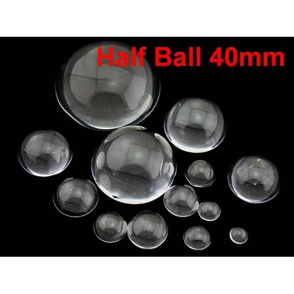 U8MO 2 Transparent Clear Flatback Glass Half Sphere Ball Cabochon 40mm No Hole