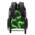 thumbnail image 2 of Zufioo Green Lightning Print Transparent Backpack, 16-inch PVC Waterproof Schoolbag, Suitable for Campus Work and Travel, Unisex, 2 of 7