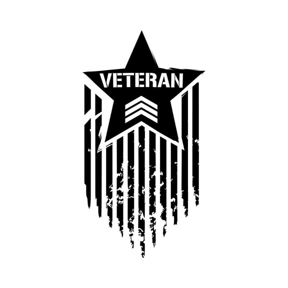 Veteran American Veteran Star Flag Silhouette Design Wall Art Sticker Designs Vinyl Stickers For Home House Walls Rooms Windows Bedroom Decoration Size (20x20 inch)