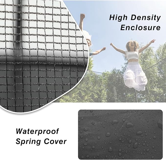 AOTOB 14x8ft Large Rectangle Trampoline for Kids and Adults,Big Outdoor Trampoline with Enclosure Net - Supports Up to 440 lbs,Birthday Party Gifts,Black