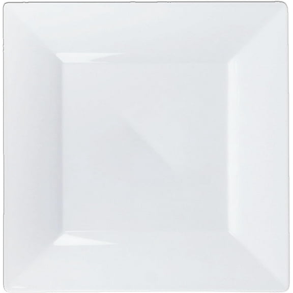 EcoQuality 10.75" inch White Square Plastic Plates - Disposable China Like Party Plates, Heavy Duty Dinner Plates, Salad Plate, Dinners, Dessert, Wedding, Serveware, Catering (10)