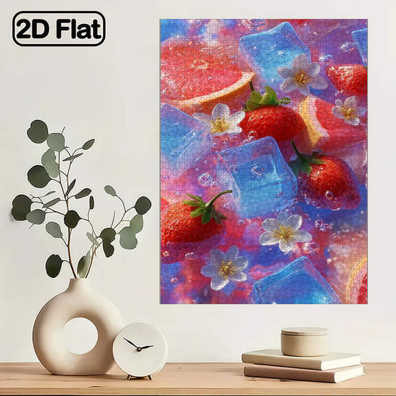 1000pcs Fruity Ice-Themed Puzzle 29.4*19.6 inches Cardboard Puzzle, Portable High-Difficulty for, Couples Families, Ideal for Gamer.