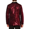 thumbnail image 3 of BLAZERS DE HOMBRE INSPIRE CHIC Con Solapa Pico Un Botón Brillante Argyle Paillettes M Rojo, 3 of 5