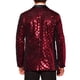 thumbnail image 3 of BLAZERS DE HOMBRE INSPIRE CHIC Con Solapa Pico, Un Botón, Brillante, Argyle, Lentejuelas, Rojo, 3 of 5