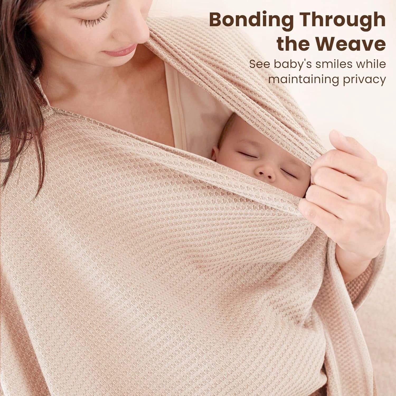 Nursing Cover for Breastfeeding, Soft & Breathable Privacy Poncho, Multi-Use Feeding Shawl, Comfortable & Portable Breastfeeding Cover for Women (Beige)