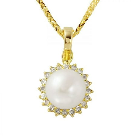 Foreli 0.15CTW Freshwater Pearl And Diamond 14K Yellow Gold Necklace