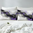 thumbnail image 5 of Black Purple Marble Twin Size Sheet Sets Grey Marbling Sheets, Modern Aesthetic Bedding Mountain Fluid Bed Sheets Set, Foil Print Stone Pattern Fitted Sheet, 5 of 7