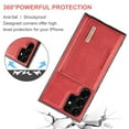 thumbnail image 5 of SaniMore Case for Samsung Galaxy S24 Ultra 6.8" 2024, Retro PU Leather Case Soft TPU Inner Detachable Magnetic Folding Card Pocket Flip Kickstand Anti-drop Shockproof Protectiive Case, Red, 5 of 11