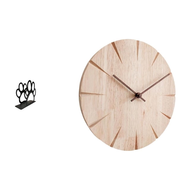 Servilletero de hierro,Soporte para servilletas con forma de pata,color negro,Reloj de pared redondo,Reloj de pared de madera maciza para la decoración del salón,Reloj de pared de madera para